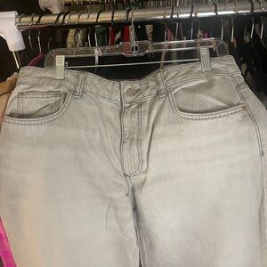 NWOT ZARA Extra-Wide Leg Jean Gray Wash SZ 10